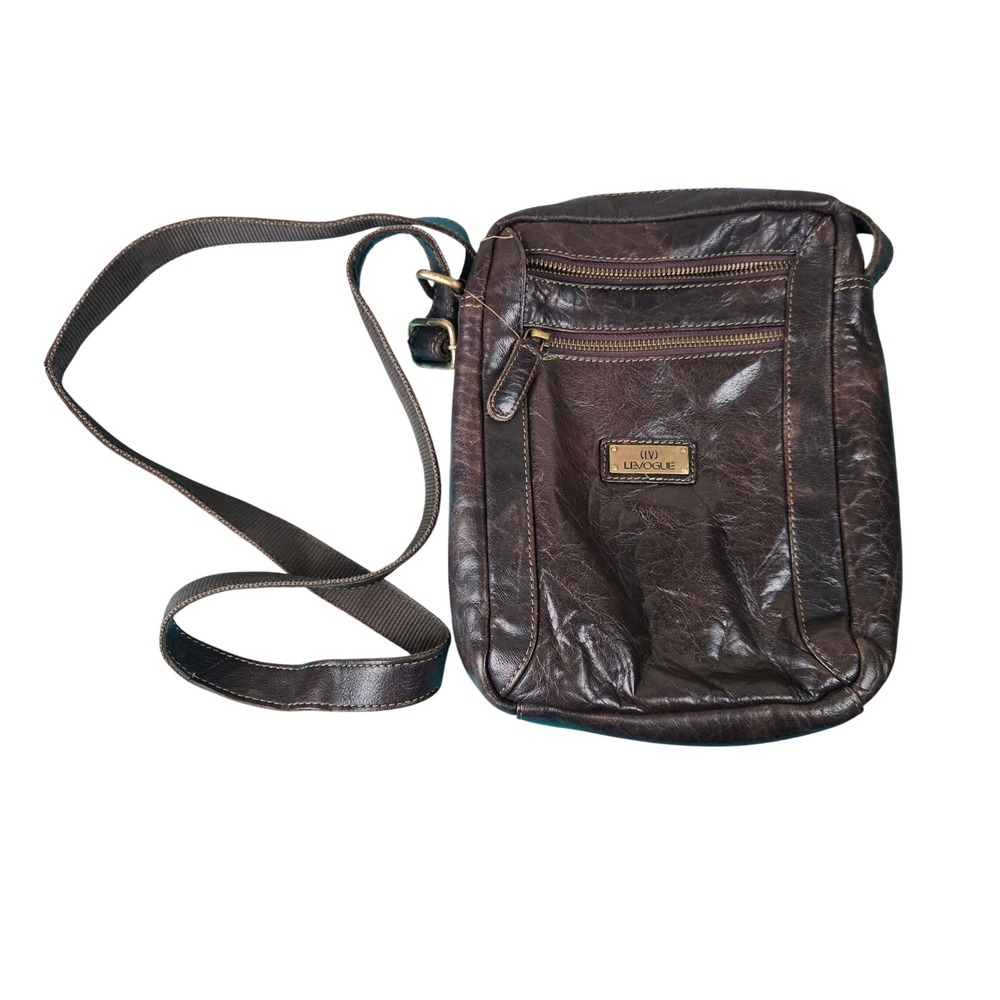 Levogue Brown Distressed Leather Crossbody Messenger Bag FLAWS Western‎ Bohemian